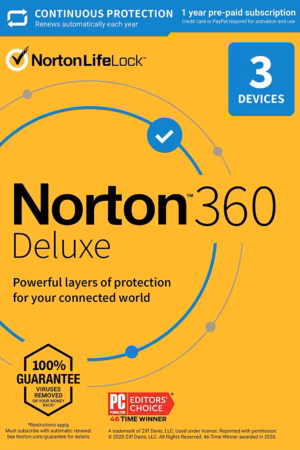Norton 360 Deluxe (1 år / 3 enheter) + 25 GB molnlagring