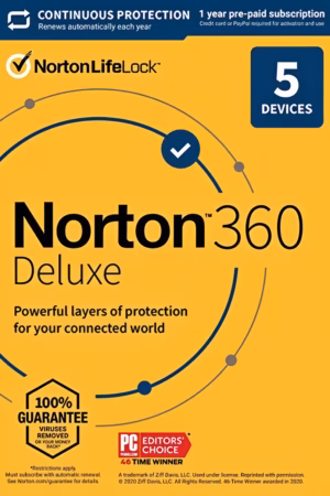 Norton 360 Deluxe (1 år / 5 enheter) + 50 GB molnlagring