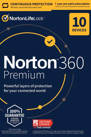 Norton 360 Premium (1 år / 10 enheter) + 75 GB molnlagring