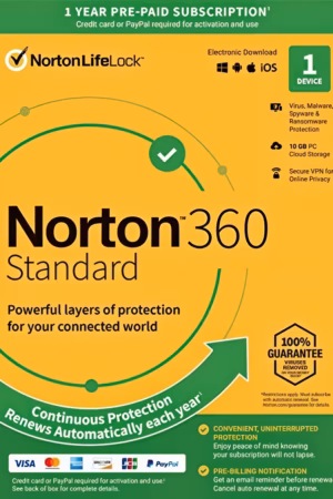 Norton 360 Standard (1 år / 1 enhet) + 10 GB molnlagring