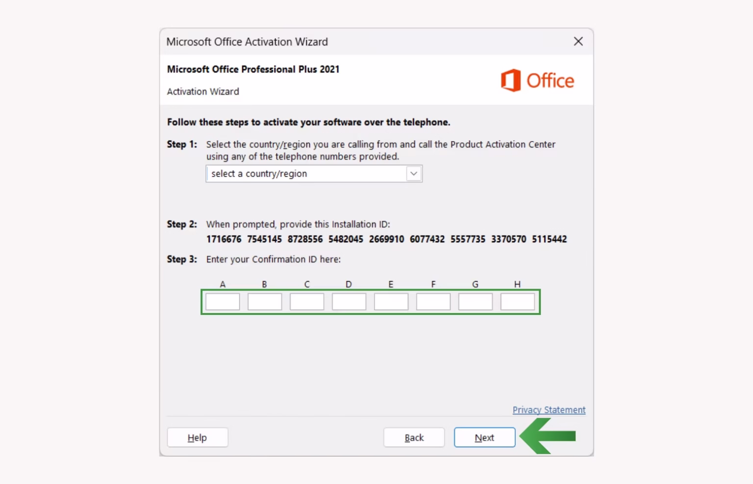 Exempel pÃ¥ var bekrÃ¤ftelse-ID:t ska fyllas i.